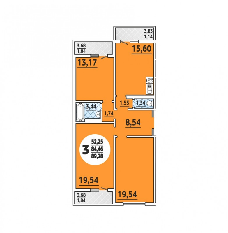 Планировка квартиры 3-комнатная