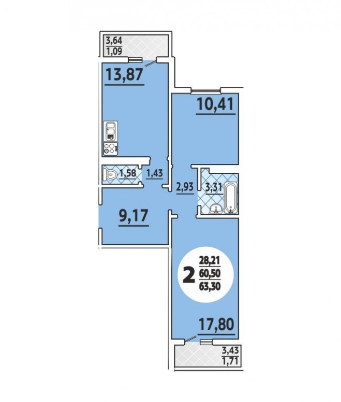 Планировка квартиры 2-комнатная