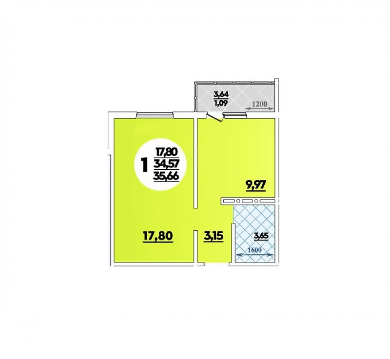 Планировка квартиры 1-комнатная