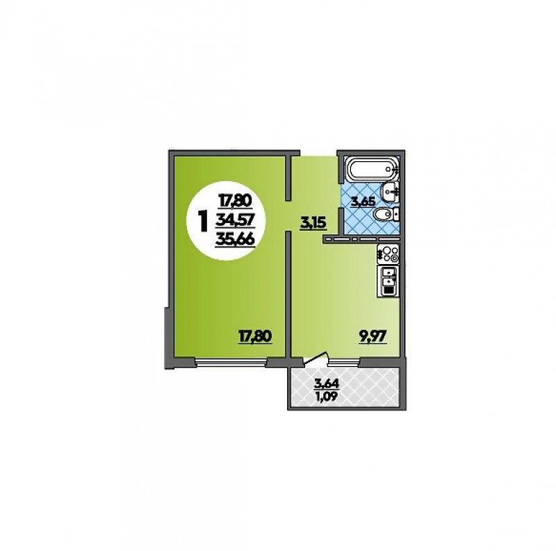 Планировка квартиры 1-комнатная